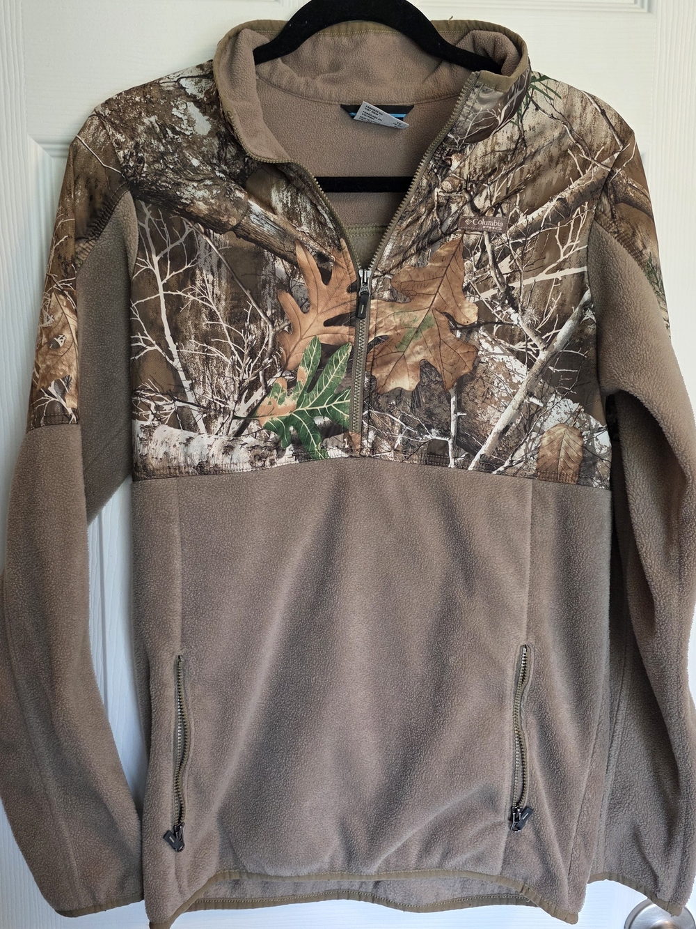 Columbia Youth Half-Zip Fleece Jacket in Brown Camo